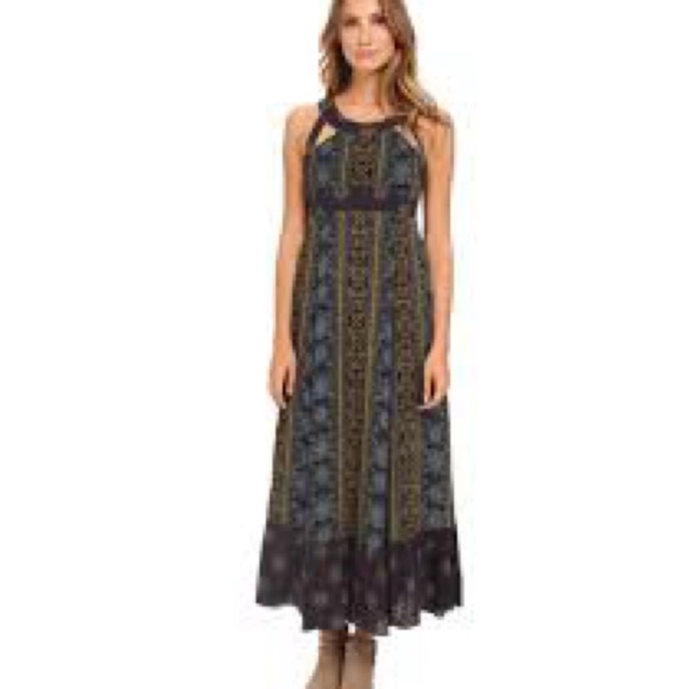 Free People maxi dress. You made my day. Size 4. Green, blue, gold